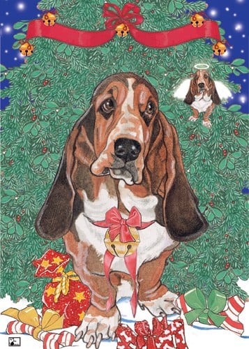 Picture of Pipsqueak Productions C489 Holiday Boxed Cards- Basset Hound