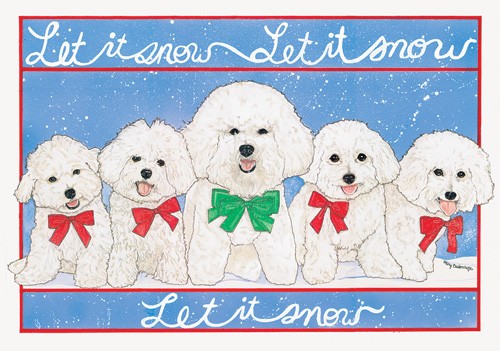 Picture of Pipsqueak Productions C497 Holiday Boxed Cards- Bichon Frise