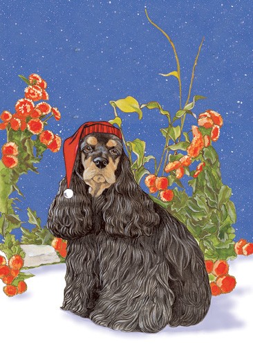 Picture of Pipsqueak Productions C969 Holiday Boxed Cards- Cocker Spaniel American Black Tan