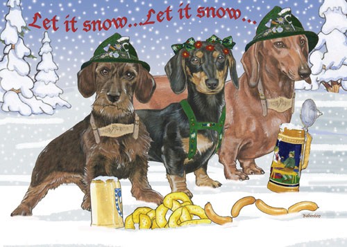 Picture of Pipsqueak Productions C526 Holiday Boxed Cards- Dachshunds