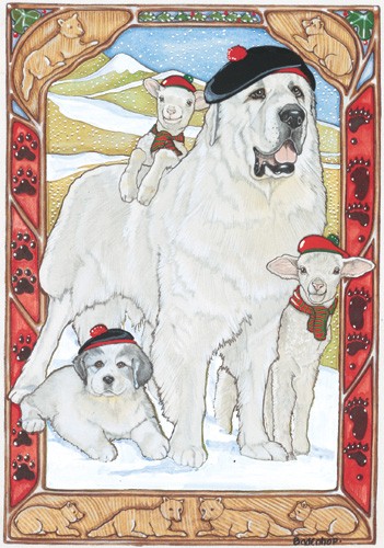 Picture of Pipsqueak Productions C967 Holiday Boxed Cards- Great Pyrenees
