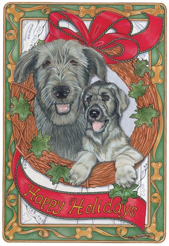 Picture of Pipsqueak Productions C500 Holiday Boxed Cards- Irish Wolfhound