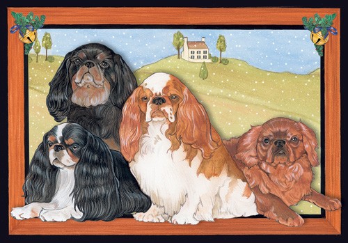 Picture of Pipsqueak Productions C952 Holiday Boxed Cards- King Charles Spaniels