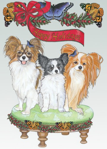 Picture of Pipsqueak Productions C986 Holiday Boxed Cards- Papillon