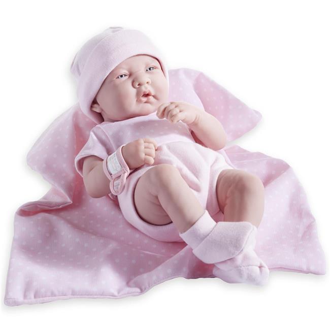 La Newborn Boutique 14 in. Real Girl Doll-Pink Outfit 9 Piece Gift Set