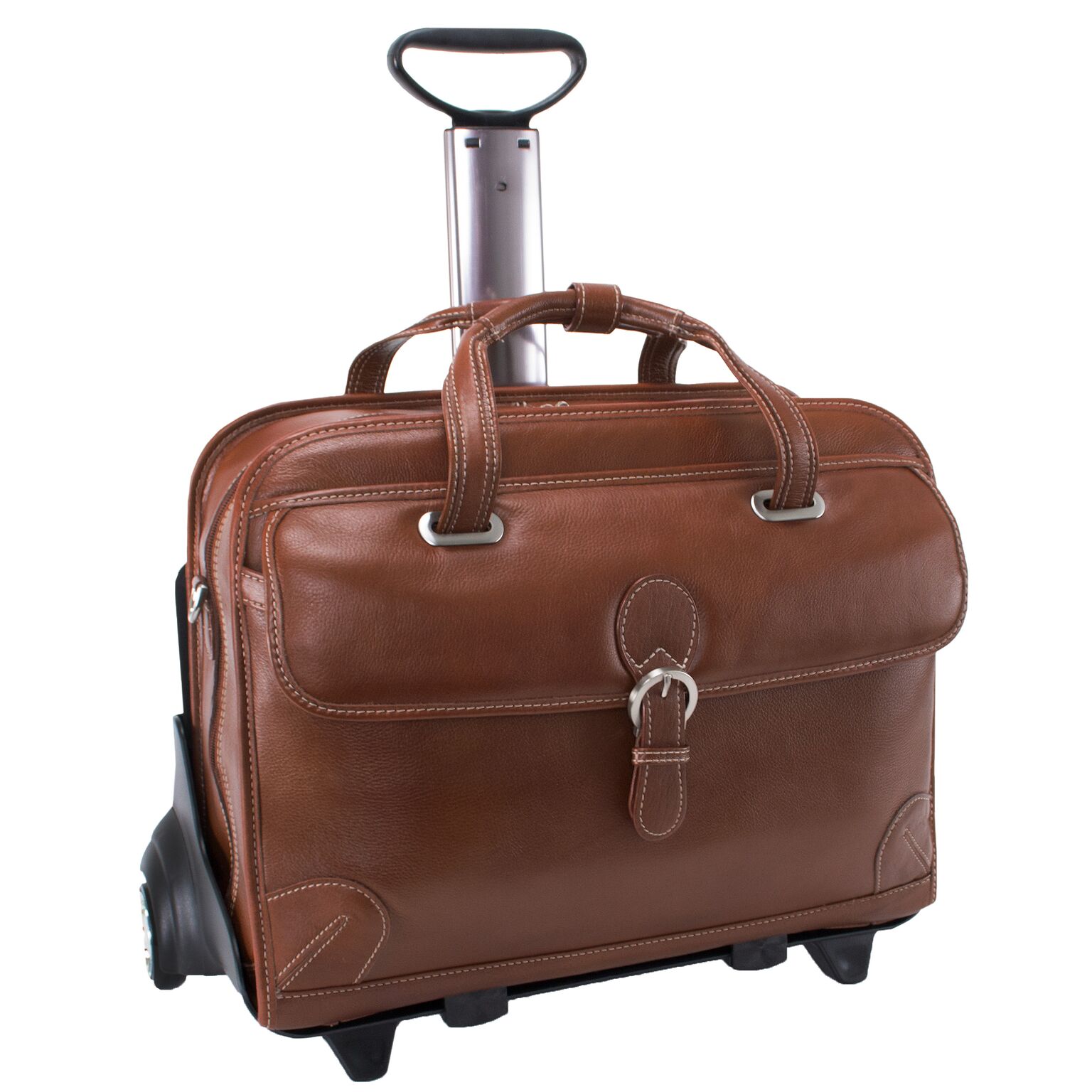 Picture of McKlein 45294 Carugetto Cognac Leather Detachable Wheeled Laptop Case