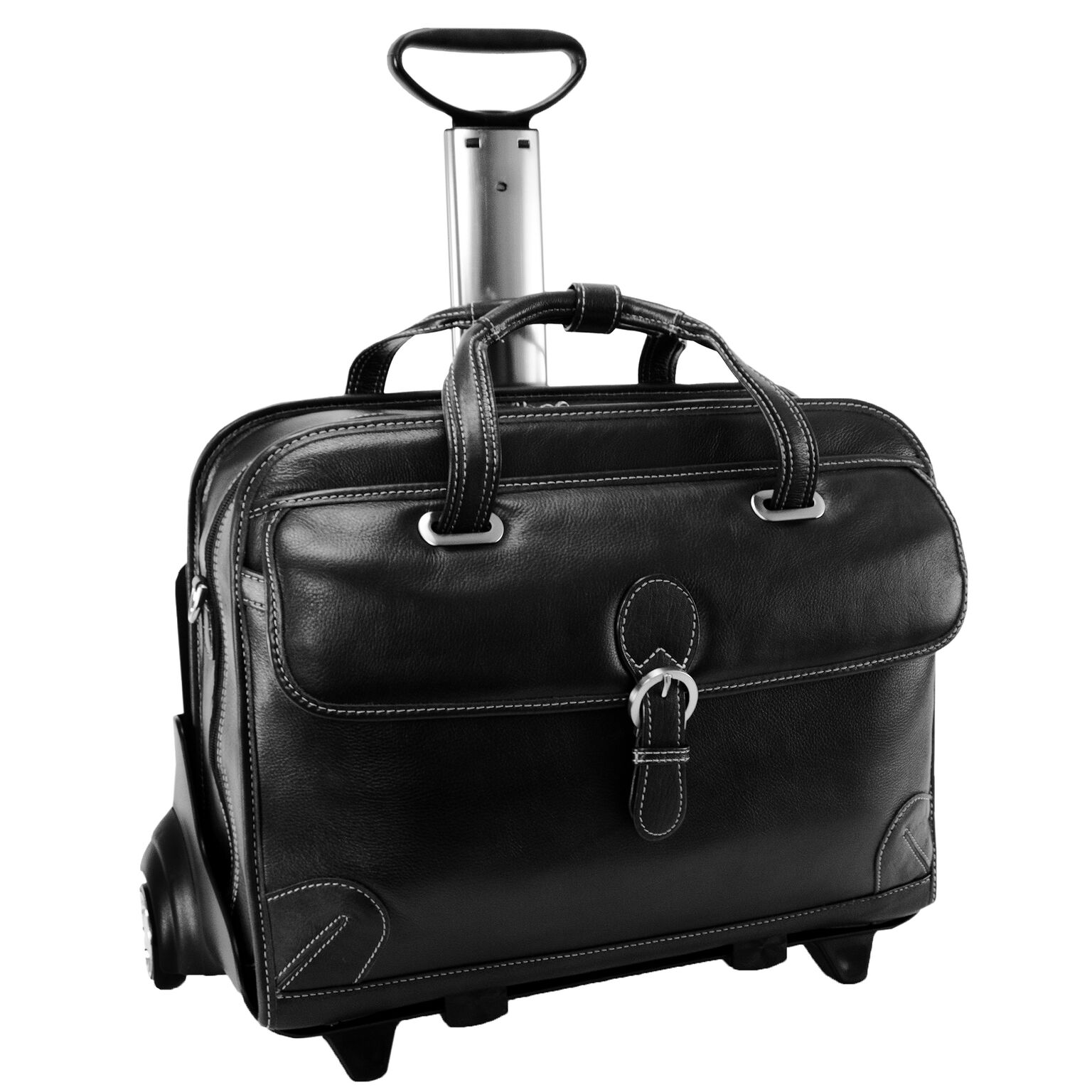 Picture of McKlein 45295 Carugetto Black Leather Detachable Wheeled Laptop Case