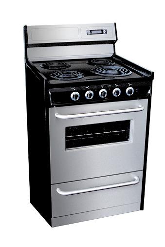 Picture of Summit Appliances TEM230BKWY 30 Inch Electric Gas Range With Clock And Timer - Stainless Steel And Black