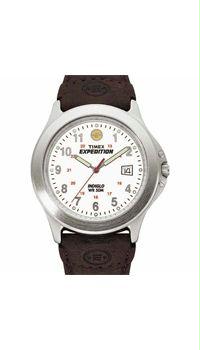 T44381 Mens Expedition Metal Field Brown Leather Strap Watch