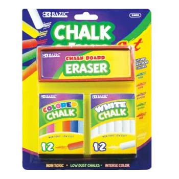 Picture of DDI 311333 Chalk with Eraser Sets - 12 White,12 Colored Case of 72