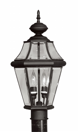 Georgetown Outdoor Light - Black - 10.25in. Diameter x 21in. Height - 2-Pack - Clear Beveled Glass