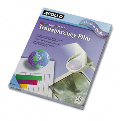 Picture of Apollo CG7070 Color Laser Printer/Copier Transparency Film  Letter  Clear  50 per Box