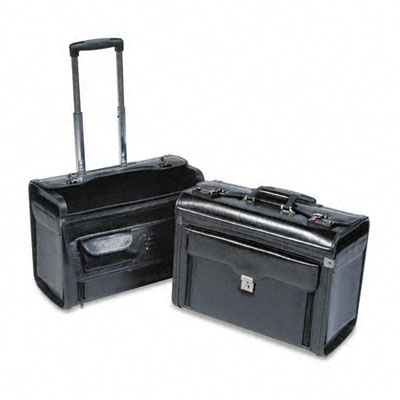 Picture of Bond Street 546110BLK Rolling Computer/Catalog Case  Leather  19 x 9 x 15-1/2  Black