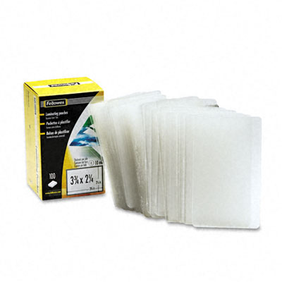 Picture of Fellowes 52058 Business Card Laminating Pouch  10mm  2-1/4 x 3-3/4  100 Pack
