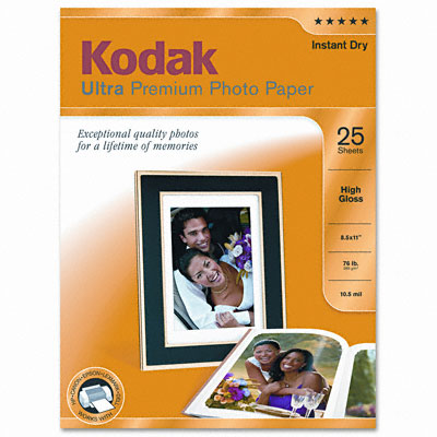 Picture of Kodak 8366353 High-Gloss Ultra-Premium Photo Paper  8-1/2 x 11  25 Sheets per Pack