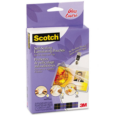 Picture of 3M LS852G Self-Sealing Laminating Pouches  12.8 mils  2-15/16 x 4-1/16  25/Pk