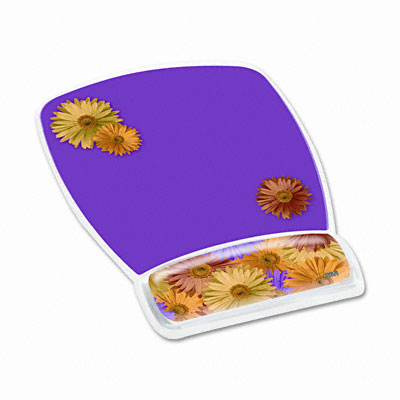 Picture of 3M MW308DS Gel Mouse Pad with Wrist Rest  Nonskid Plastic Base  6-3/4 x 9-1/8  Daisy Design