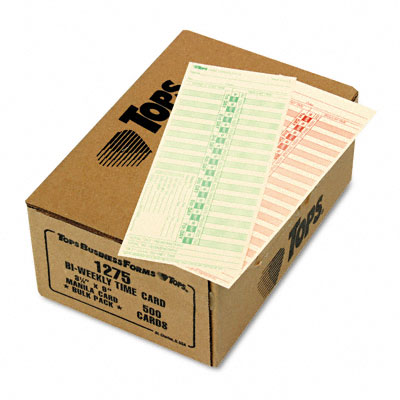 Picture of Tops 1275 Time Card for Lathem  Bi-Weekly  Two-Sided  3-1/2 x 9  500 per Box