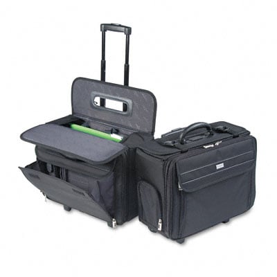 Picture of U.S. Luggage B1514 Rolling Computer/Catalog Case  Ballistic Poly  18-3/4 x 9 x 15-1/2  Black
