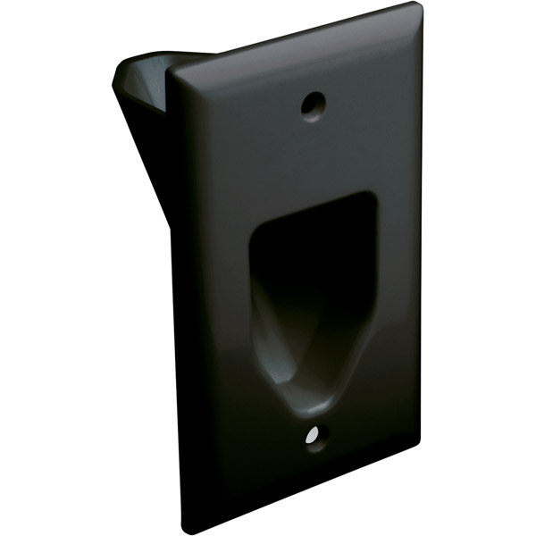 Picture of Datacomm 45-0001-BK 1-Gang Recessed Low Voltage Cable Plate - Black
