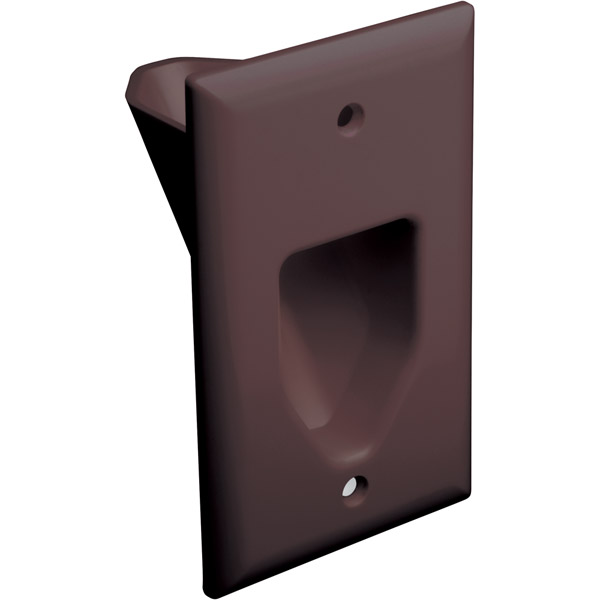 Picture of Datacomm 45-0001-BR 1-Gang Recessed Low Voltage Cable Plate - Brown