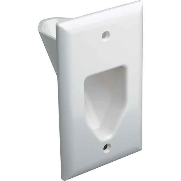 Picture of Datacomm 45-0001-WH 1-Gang Recessed Low Voltage Cable Plate - White
