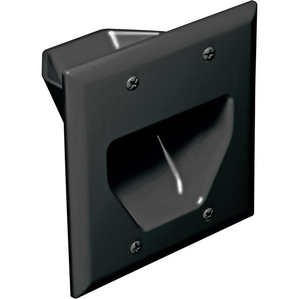 Picture of Datacomm 45-0002-BK 2-Gang Recessed Low Voltage Cable Plate - Black
