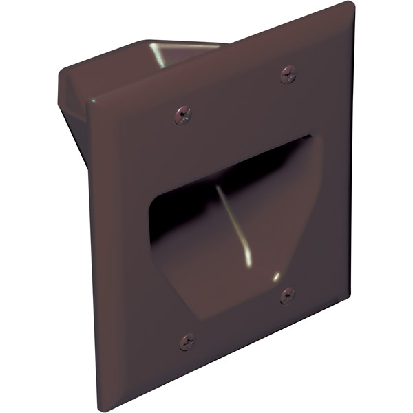 Picture of Datacomm 45-0002-BR 2-Gang Recessed Low Voltage Cable Plate - Brown