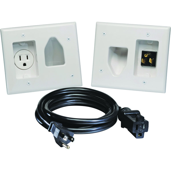 Picture of Datacomm 45-0023-WH White Recessed Pro-Power Kit With Straight Blade Inlet