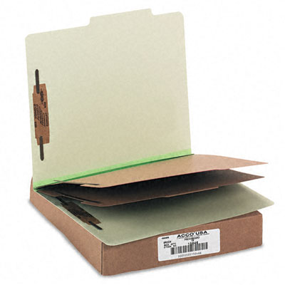 Picture of Acco 15046 Pressboard 25-Point Classification Folders  Ltr  6-Section  Leaf Green  10/box