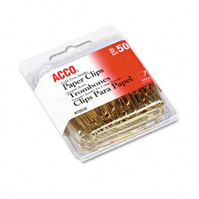 Picture of Acco 72532 Paper Clips  Wire  Jumbo (1-3/4  )  Gold Tone  50/Box