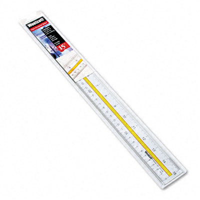 Picture of Acme United 10580 Highlighting Data Beveled Plastic Ruler  15    Clear/Yellow Panel