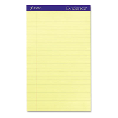 Picture of Ampad 20230 Evidence Perf Top  Lgl/Red Margin Rule  Lgl  Canary  12 50-Sheet Pads/pk