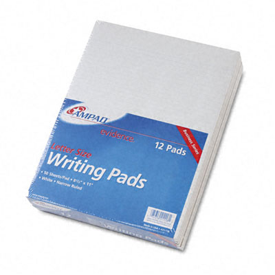 Picture of Ampad 21118 Evidence Glue Top Narrow Ruled Pads  Ltr  White  12  50-Sheet Pads Pack