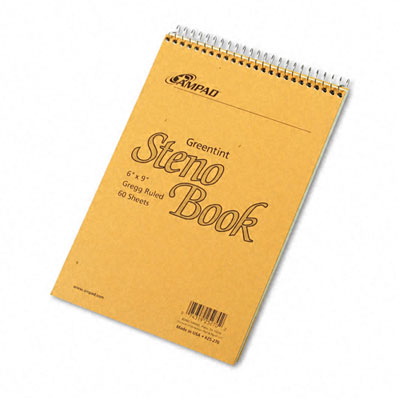 Picture of Ampad 25270 Spiral Steno Book  Gregg Rule  6 x 9  Green Tint  60 Sheets
