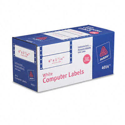 Picture of Avery 4014 1-Across Dot Matrix Printer Addressing Labels  4 x 1-7/16  White  5000/Box