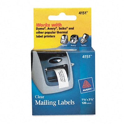 Picture of Avery 4151 Self-Adhesive Labels for Label Printers  1-1/8 x 3-1/2  Clear  120/Box