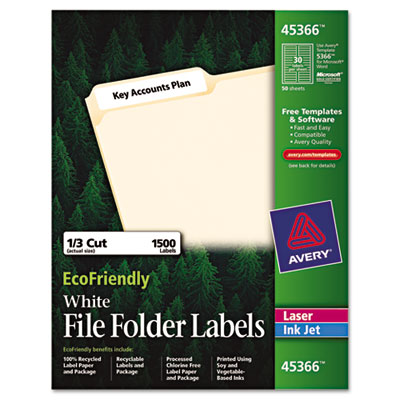 Eco-friendly Labels 2/3 x 3 7/16 White 1500 Pack