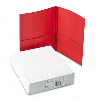 Picture of Avery 47979 Paper Two-Pocket Report Cover  Tang Clip  Letter  1/2   Capacity  Red  25 per Box