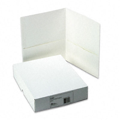 Picture of Avery 47991 Two-Pocket Embossed Paper Portfolio  30-Sheet Capacity  White  25 per Box