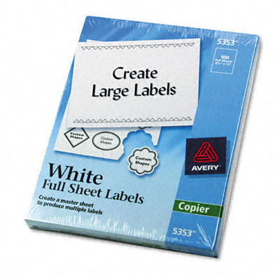 Picture of Avery 5353 Self-Adhesive Address Labels for Copiers  8-1/2 x 11  White  100/Box