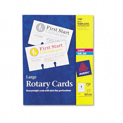 Picture of Avery 5386 Laser/Ink Jet Rotary Cards  3 x 5  Three Cards/Sheet  150 Cards/Box