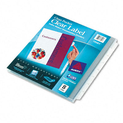 Picture of Avery 75501 Index Maker Clear Label Three-Hole Punch View Dividers  Letter  Eight/set
