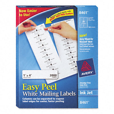 Picture of Avery 8461 White Ink Jet Mailing Labels  1 x 4  2000/Box