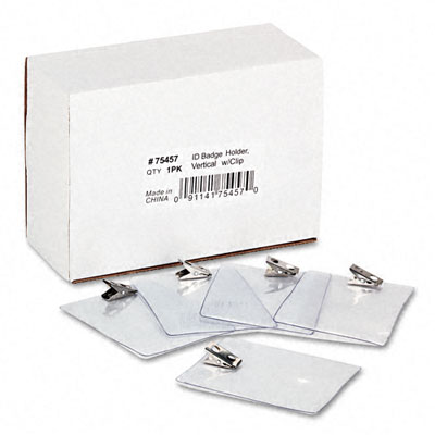 Picture of Advantus 75457 ID Badge Holder  Vertical With Clip  50 Per Pack
