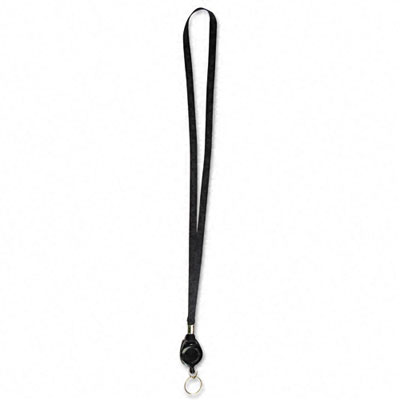 Picture of Advantus 75547 Lanyard with Retractable 24   ID Reel with Ring  36   Black Poly Cord  12 per Pack