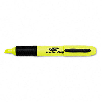 Picture of Bic BLMG11YW Brite Liner Grip XL Highlighter  Chisel Tip  Fluorscent Yellow Ink  12 Pack