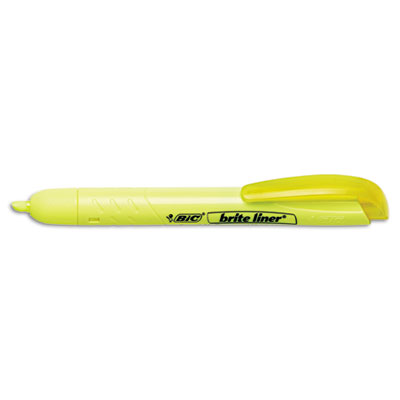 Picture of Bic BLR11YW Brite Liner Retractable Highlighter  Chisel Tip  Fluorescent Yellow  12 per pack
