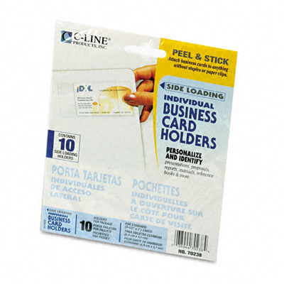 Picture of C-Line 70238 Self-Adhesive Side-Load Business Card Holders  3 1/2 x 2  Clear  10 per Pack