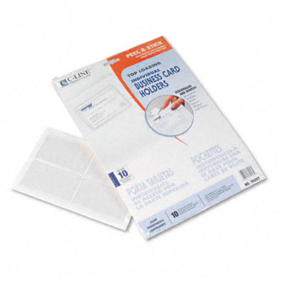 Picture of C-Line 70257 Self-Adhesive Top-Load Business Card Holders  3 1/2 x 2  Clear  10 Pack